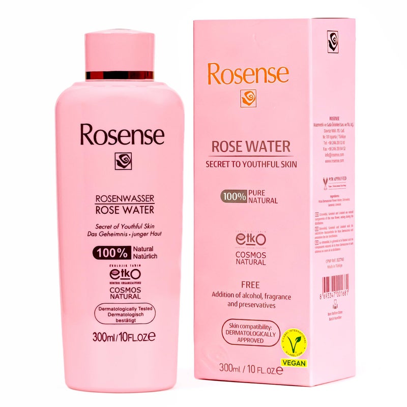 Rosense 100% Pure Natural Vegan Turkish Rosewater 300ml/10 oz Hydrating Rose Water Face Toner (No Additives, No Chemicals, No Preservatives) - Image 2