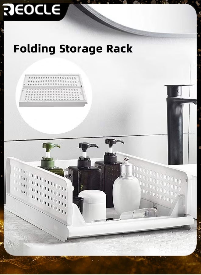 REOCLE Closet Organizer Stackable Folding Wardrobe Storage Box T-Shirt Storage Containers with Large Capacity Collapsible Kid Toy Food Rack for Wardrobe - Image 1
