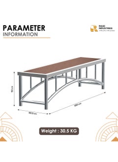 RIGID Stainless Steel Bench with Wooden Top  50x180x49.5cm  - Image 2