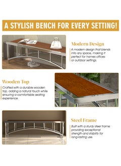 RIGID Stainless Steel Bench with Wooden Top  50x180x49.5cm  - Image 4