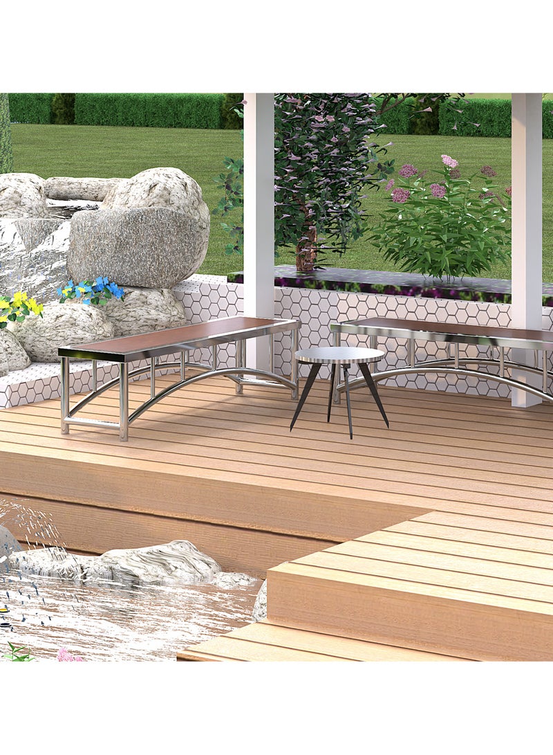 RIGID Stainless Steel Bench with Wooden Top  50x180x49.5cm  - Image 5