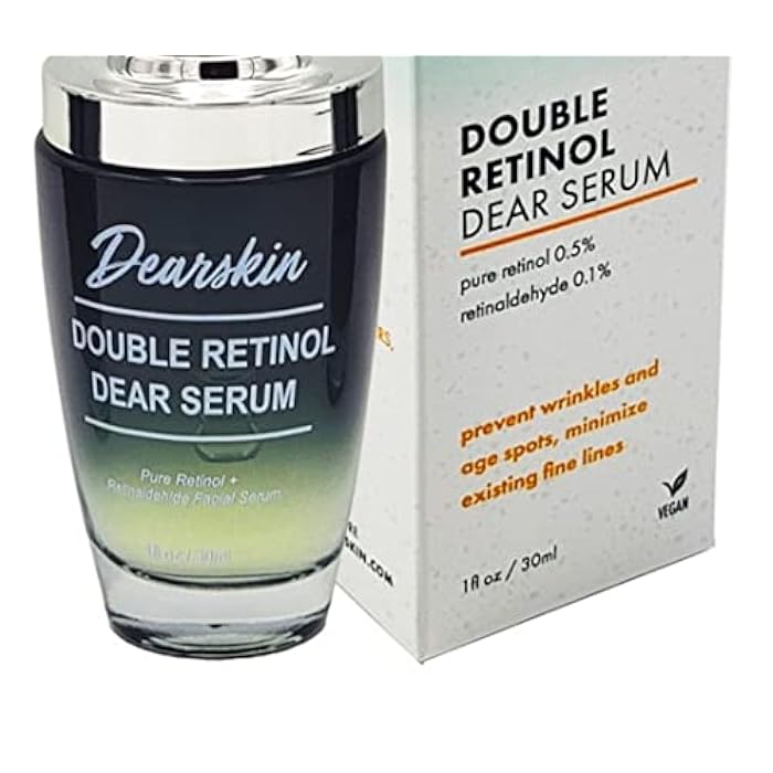 Dearskin سيروم الريتينول دابل ريتينول دير سيروم من دير سكين ريتينالديهيد 0.1% بالإضافة إلى ريتينول نقي 0.5% مضاد للشيخوخة قوي لإصلاح التجاعيد وتجديد السيروم - Image 1