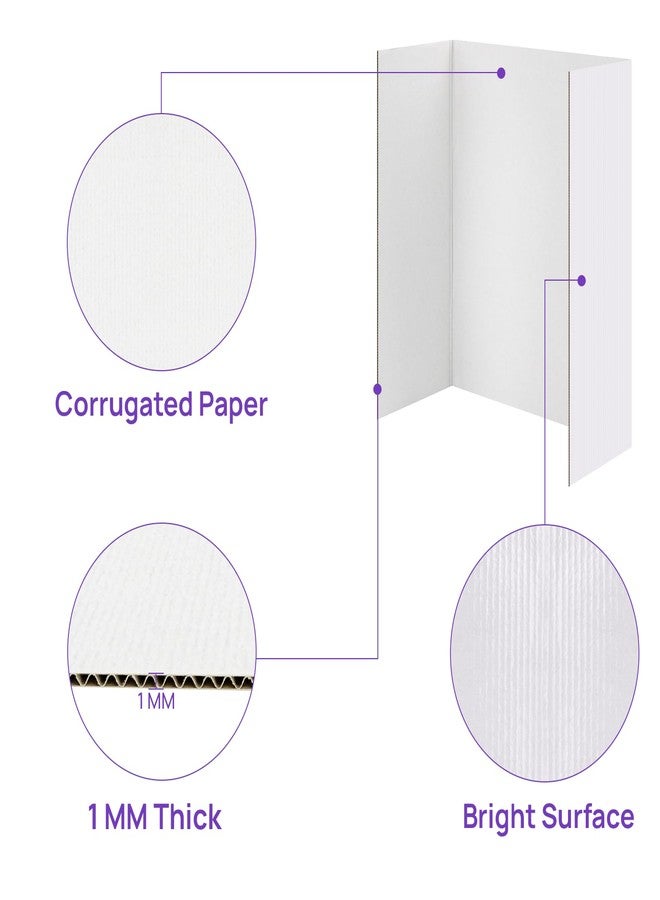 JEFURE 6 Per Pack Trifold Poster Board, 24" × 16" Inch White Cardboard Sheets for School Projects, Science Fair, Business Events - Image 3