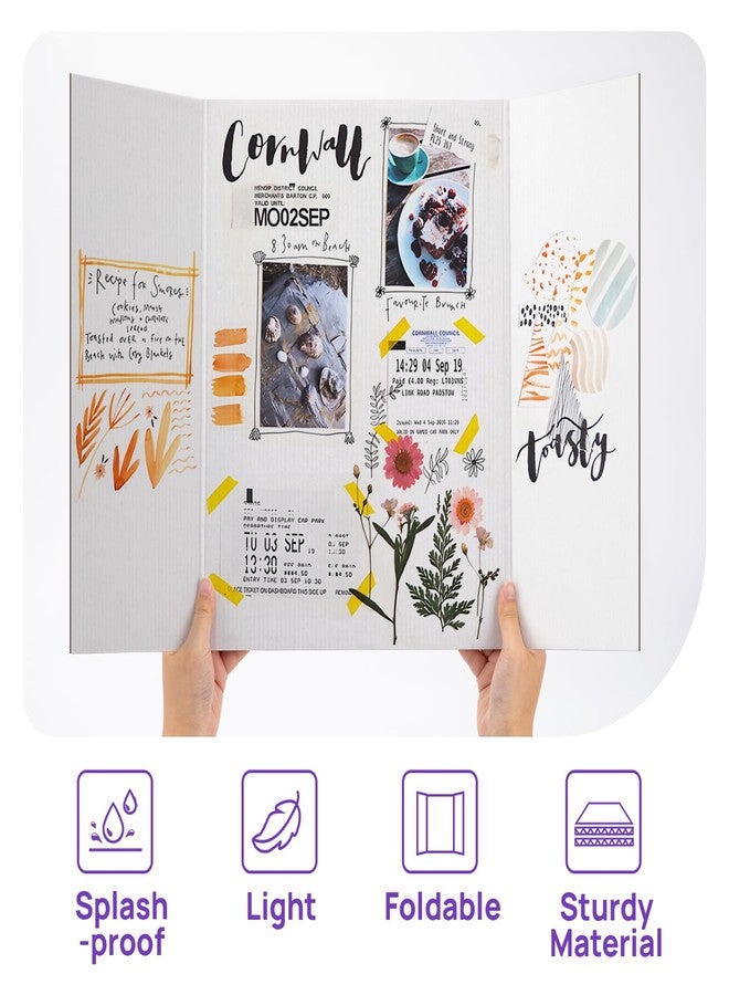 JEFURE 6 Per Pack Trifold Poster Board, 24" × 16" Inch White Cardboard Sheets for School Projects, Science Fair, Business Events - Image 4