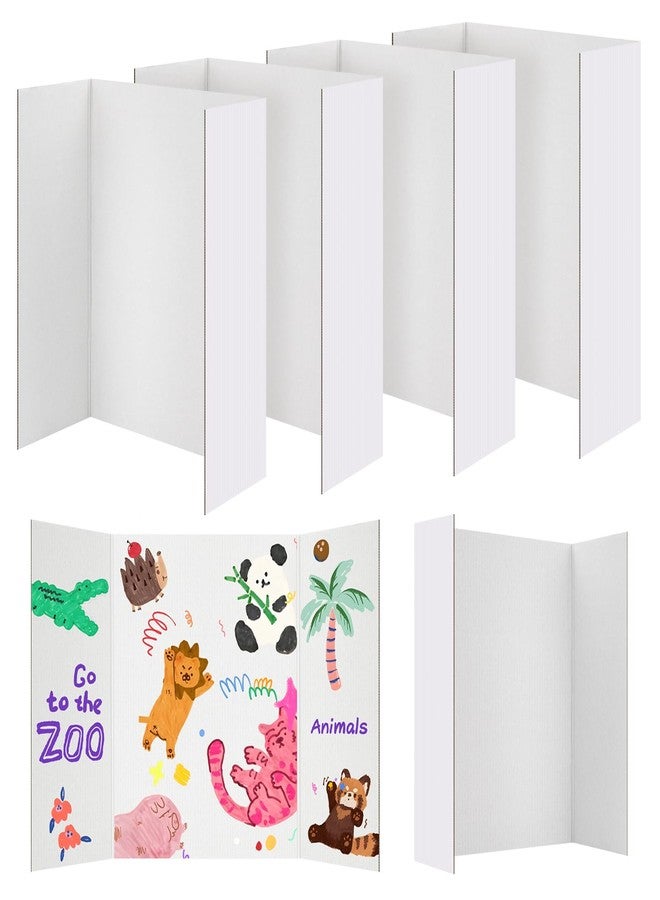JEFURE 6 Per Pack Trifold Poster Board, 24" × 16" Inch White Cardboard Sheets for School Projects, Science Fair, Business Events - Image 1