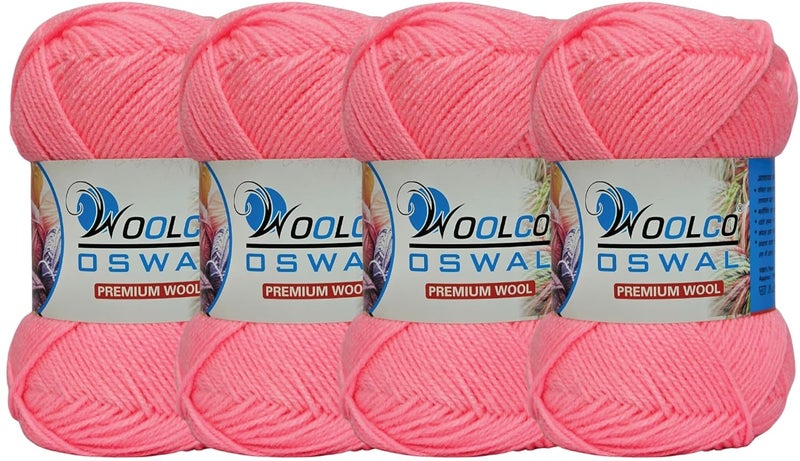 Woolco Oswal Microwool Acrylic Hand Knitting Yarn Pack of 4 Balls (100g Each), Soft Baby Yarn for Sweaters, Booties & DIY Knitting Projects – Baby Wool Thread for Beginners & Kids (Cotton Candy) - Image 1