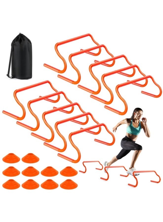 WALALLA Agility Hurdles Training Equipment - 10 Speed Hurdles and 10 Soccer Cones with Carrying Bag for Soccer, Football, and Track Drills, Ideal for Athletes Speed and Agility Training - Image 1