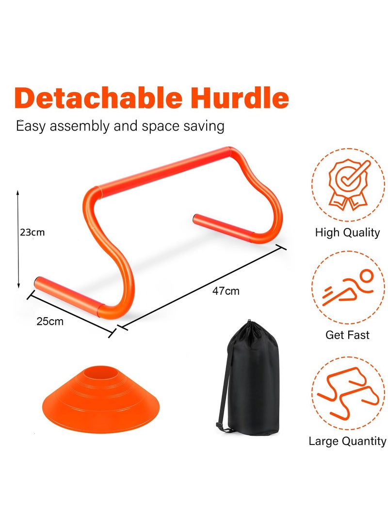 WALALLA Agility Hurdles Training Equipment - 10 Speed Hurdles and 10 Soccer Cones with Carrying Bag for Soccer, Football, and Track Drills, Ideal for Athletes Speed and Agility Training - Image 2