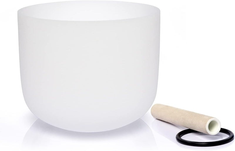 Territory E Note Solar Plexus Chakra Quartz Frosted Crystal Singing Bowl 8 inch - Image 1
