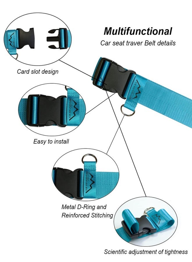 MoBearer Car Seat Travel Belt Car Seat Travel Strap to Convert Kid Car Seat and Carry-on Luggage into an Airport Car Seat Stroller,Safe Travel Solution for Transport (Blue, Large-1) - Image 5