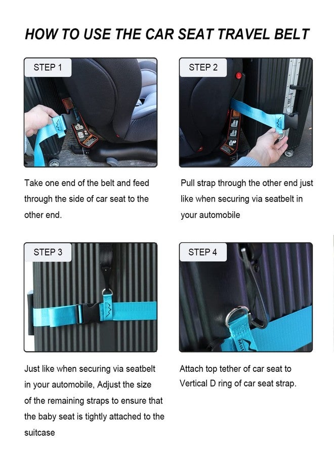 MoBearer Car Seat Travel Belt Car Seat Travel Strap to Convert Kid Car Seat and Carry-on Luggage into an Airport Car Seat Stroller,Safe Travel Solution for Transport (Blue, Large-1) - Image 3