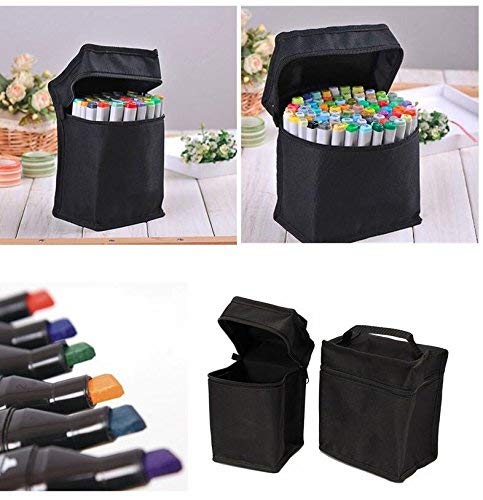 BEMLP Multifunction Large Capacity Black Folding Marker Pen Canvas Pencil Case Pen Storage Bag Can Hold 24-80 pcs Markers Pen (S and L) - Image 5