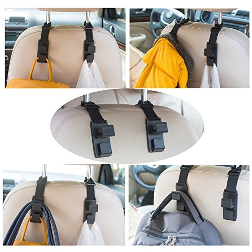 WeTest 4 Pack Car Backseat Headrest Hook, Vehicle Universal Car Organizer Storage Hanger for Purse, Grocery Bags, Handbag, and Backpack - Image 4