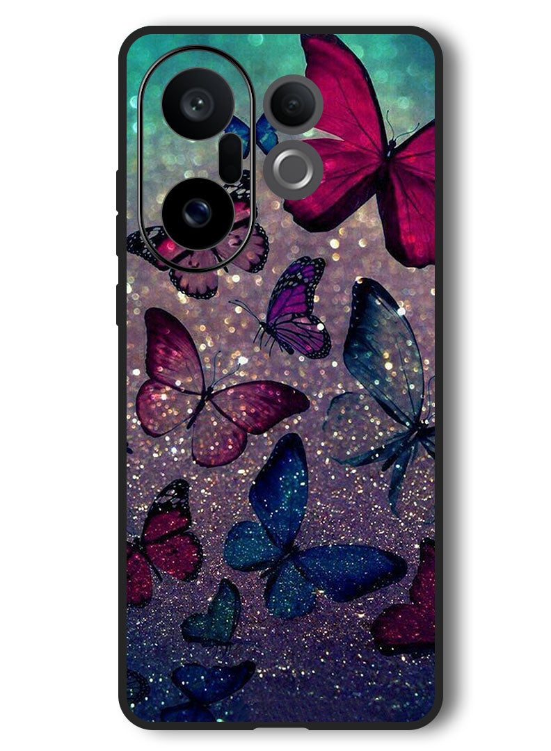 Theodor Case Compatible with Vivo X200 FE 6.31 Inch Protection Shockproof Bumper Cover Glitters Butterflies - Image 1