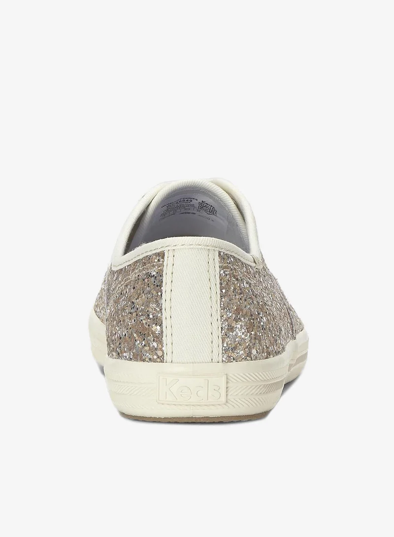 Keds Keds Women's Champion Lace Up Glitter Textile Casual Sneaker Gold