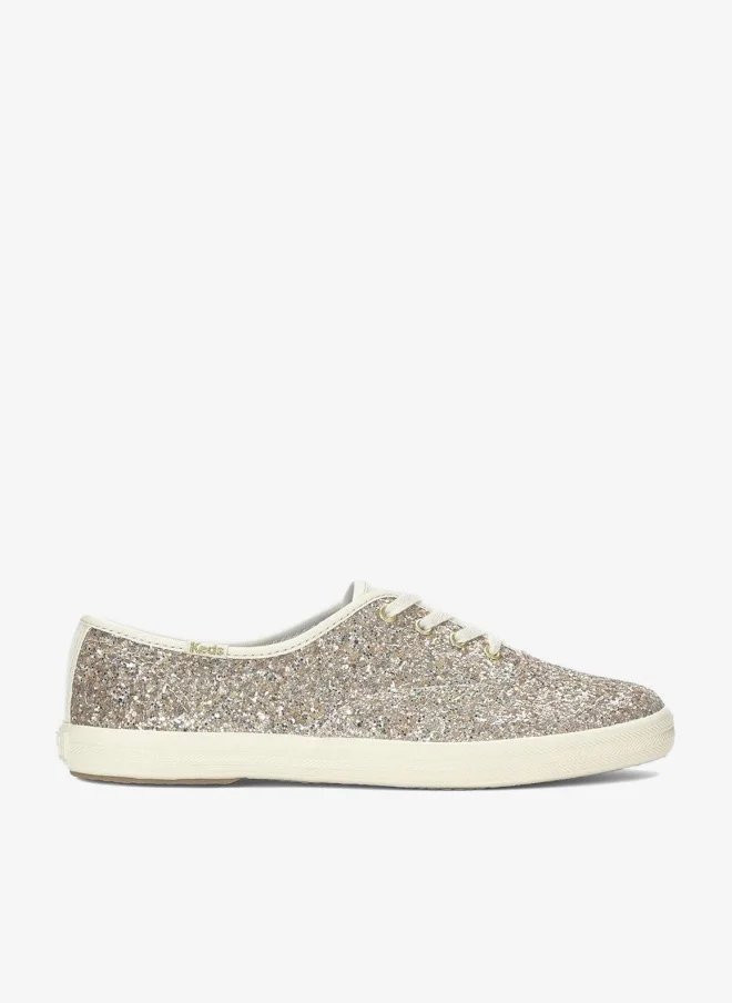 Keds Keds Women's Champion Lace Up Glitter Textile Casual Sneaker Gold
