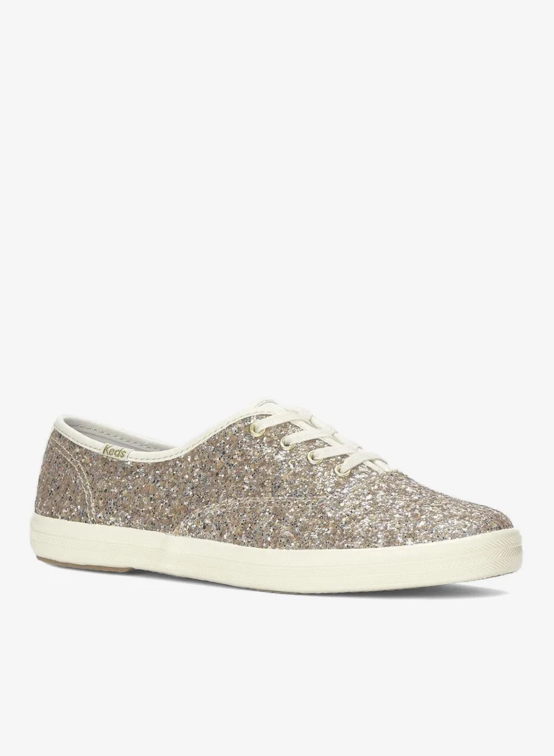 Keds gold Keds Women's Champion Lace Up Glitter Textile Casual Sneaker Gold for Women | Best Price UAE