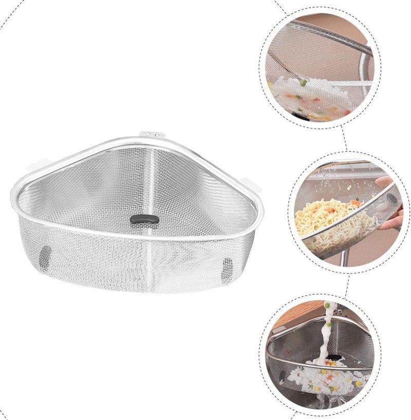 DHVYANT MART Stainless Steel Triangle Kitchen Sink Strainer Basket Food Catcher Filter Stopper Drainer Organizer for SoapDishwashingSponge Used for Kitchen Waste Vegetable Fruits Pack of 1 - Image 3