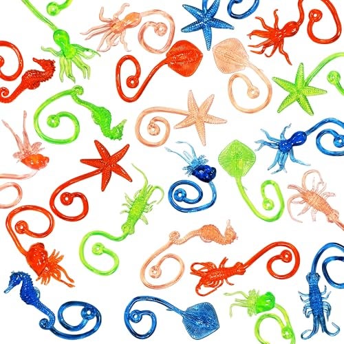 Glow Fever 24PCS Ocean Animal Sticky Hand Toys Stretchy Rubber Party Favors for Kids Classroom Prizes Goodie Bag Stuffers - Image 5