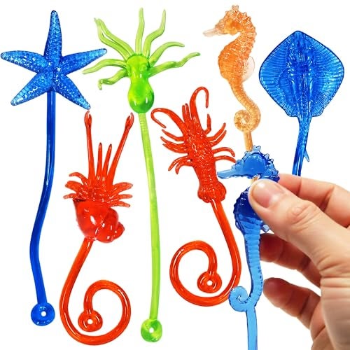 Glow Fever 24PCS Ocean Animal Sticky Hand Toys Stretchy Rubber Party Favors for Kids Classroom Prizes Goodie Bag Stuffers - Image 1
