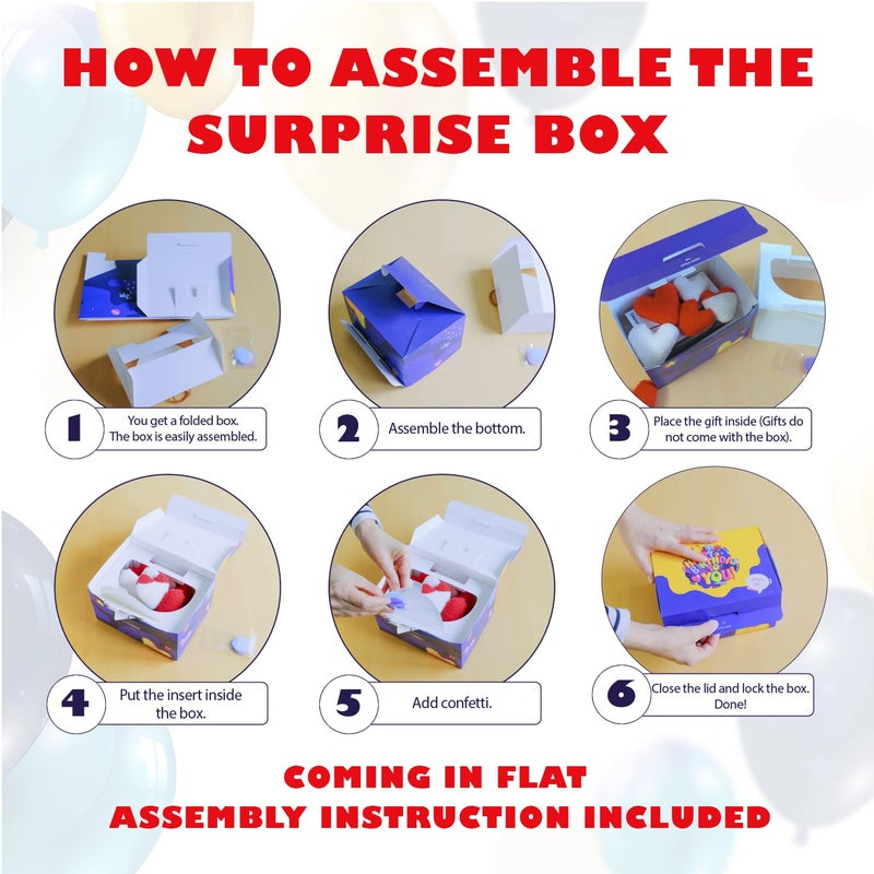 FETTIPOP Gift Box Surprise Exploding Confetti Kit (Black Premium) Happy Birthday, Prank Pop Up 7.2x5.5x4.3 in. - Image 5