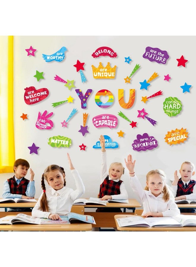 Qpout 34Pcs Classroom Bulletin Board Signs Welcome Back To School Classrooms Decorations Positive Affirmations Stickers Set School Office Home Teacher Wall Door Decor Supplies - Image 5