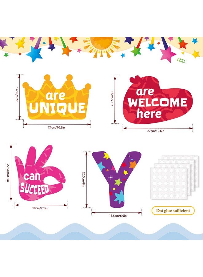 Qpout 34Pcs Classroom Bulletin Board Signs Welcome Back To School Classrooms Decorations Positive Affirmations Stickers Set School Office Home Teacher Wall Door Decor Supplies - Image 3