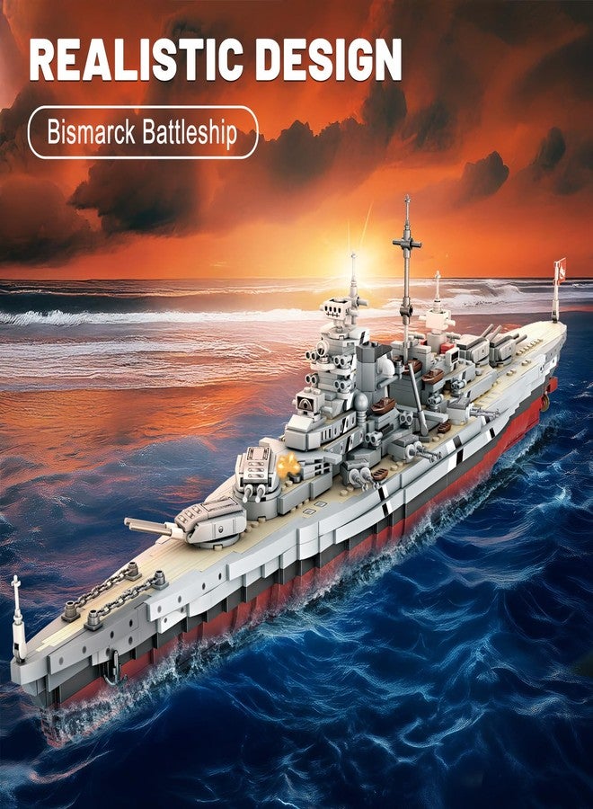 Brihappen Bismarck Battleship Building Kits for Adult Men Boys (2081Pieces) - Large Military World-Class Bismarck Battleship Model for Home Office Collection, Birthday Gifts for Building Blocks Lover - Image 3