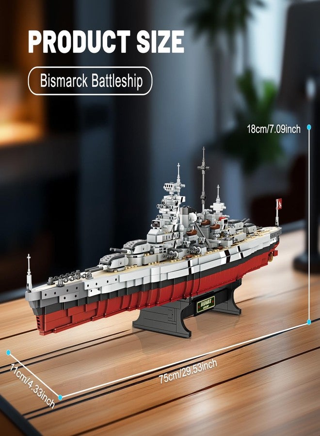 Brihappen Bismarck Battleship Building Kits for Adult Men Boys (2081Pieces) - Large Military World-Class Bismarck Battleship Model for Home Office Collection, Birthday Gifts for Building Blocks Lover - Image 2