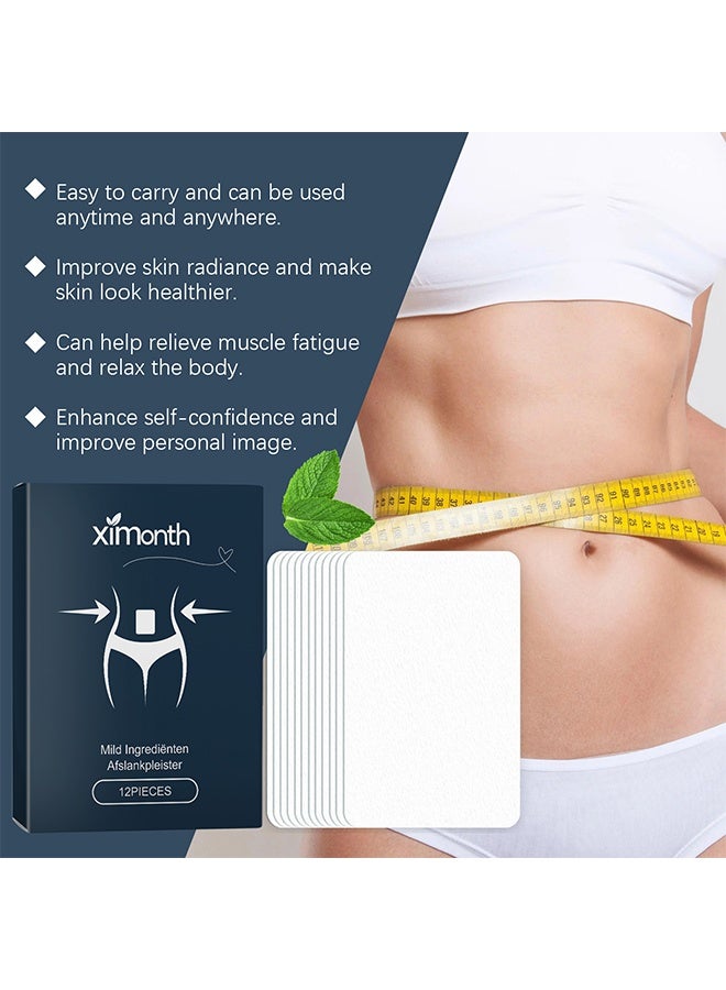ximonth Mild Ingredienten Afslankoleister, Instant Lifts Tummy Tuck Tape, Instant Belly Lift Tape Transparent Lifting Adhesive Bandage Patch, For Belly Sagging Skin Fat Anti Chafing Ultra Thin Inner Paste Waterproof Pad Disposable Shaping Belly Lifting Stickers (12 Pieces) - Image 2