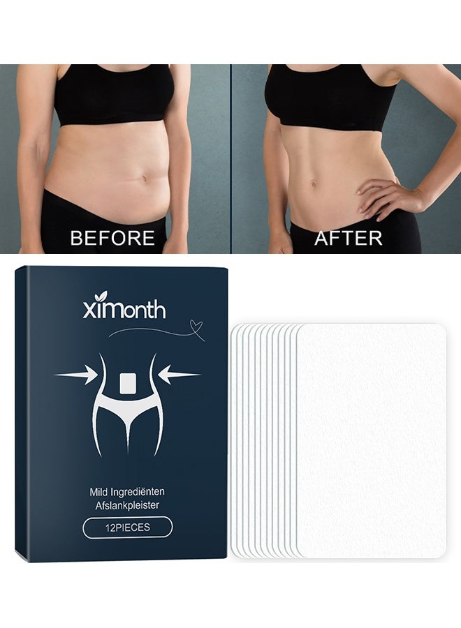 ximonth Mild Ingredienten Afslankoleister, Instant Lifts Tummy Tuck Tape, Instant Belly Lift Tape Transparent Lifting Adhesive Bandage Patch, For Belly Sagging Skin Fat Anti Chafing Ultra Thin Inner Paste Waterproof Pad Disposable Shaping Belly Lifting Stickers (12 Pieces) - Image 1