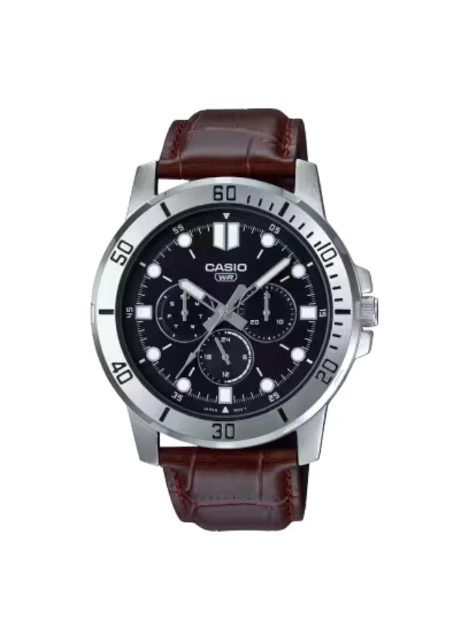 كاسيو Men's Leather Analog Watch MTP-VD300L-1EUDF - 45 mm