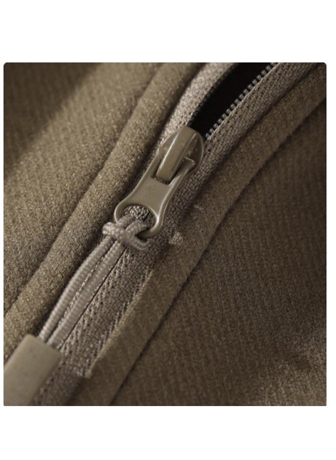Generic - Half Zip Temperament Double-Sided Brushed Comfortable Base Layer With Pullover Hoodie Inside - Image 1