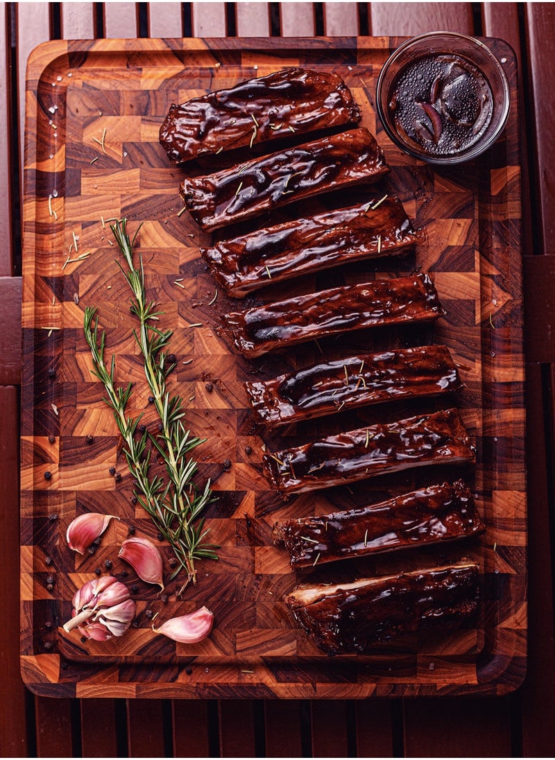 TRAMONTINA - Since 1911,Made in Brazil- 45x35cm Rectangular Cutting Board in Inverted Teak Wood with Mineral Oil Finish - Image 1