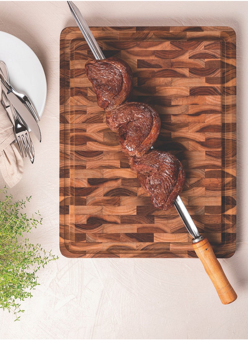TRAMONTINA - Since 1911,Made in Brazil- 45x35cm Rectangular Cutting Board in Inverted Teak Wood with Mineral Oil Finish - Image 1