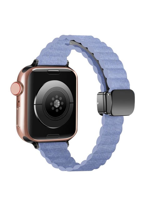 Replacement Strap For Apple Watch Series 7 41mm Water Ripple Magnetic Folding Buckle Watch Band, Style: Thin Version Light Blue