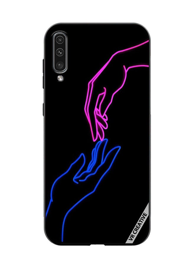 VR CREATIVE - Protective Case Cover For Samsung Galaxy A50/A50s Hands In Neon Lights Design Multicolour - Image 1