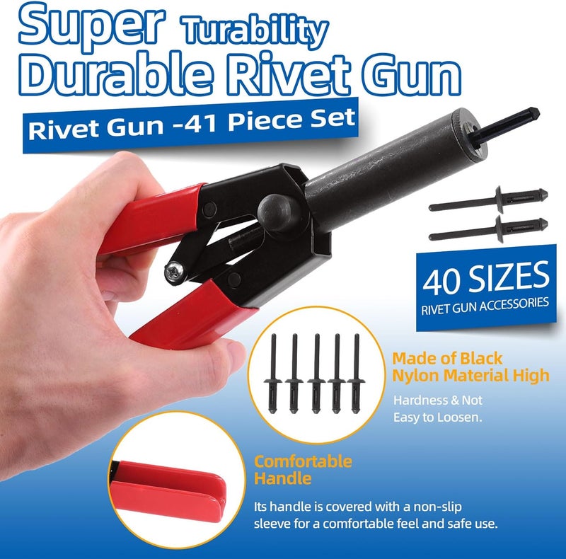 Glarks 46Pcs Plastic Poly Rivet Gun Set with Assorted Rivets and Fastener Removal Tool - Image 4