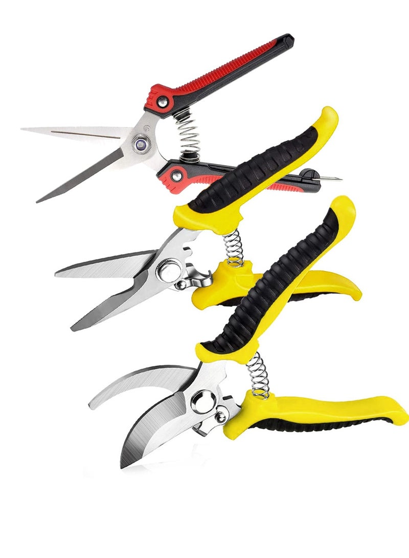 MIXDE Garden Shears,3 pack  Pruner Secateurs with Stainless Steel Blade,Hand Pruner,Ergonomic Garden Secateurs Set,for Cutting Flowers, Trimming Plants, Bonsai, Fruits & Vegetables Picking  - Image 1