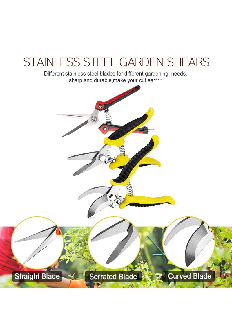 MIXDE Garden Shears,3 pack  Pruner Secateurs with Stainless Steel Blade,Hand Pruner,Ergonomic Garden Secateurs Set,for Cutting Flowers, Trimming Plants, Bonsai, Fruits & Vegetables Picking  - Image 2