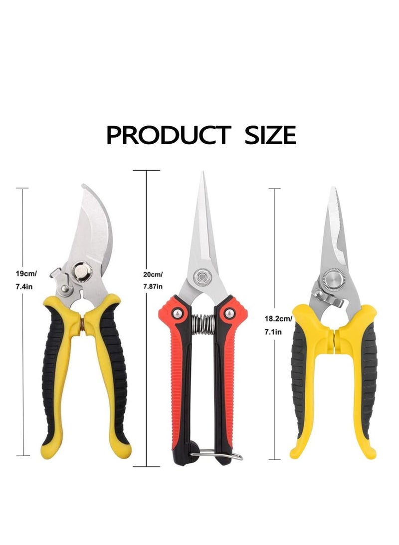 MIXDE Garden Shears,3 pack  Pruner Secateurs with Stainless Steel Blade,Hand Pruner,Ergonomic Garden Secateurs Set,for Cutting Flowers, Trimming Plants, Bonsai, Fruits & Vegetables Picking  - Image 4