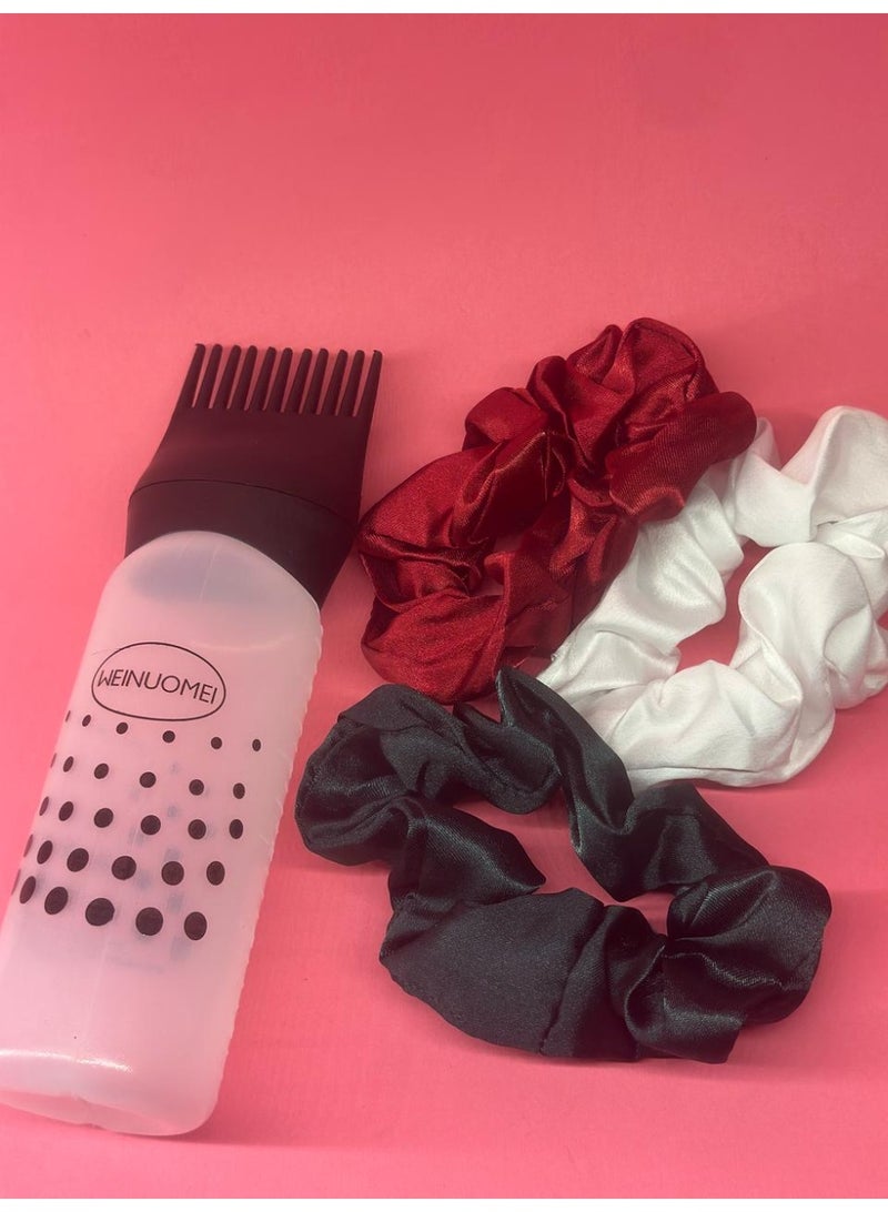 Generic hair tie set 3PCs Hair Scrunchies satin for women + Travel Bottles, 1PC Spray Bottle 30ml Fine Mist Spray Bottle  Plastic Sprayer Bottle may vary color - Image 4