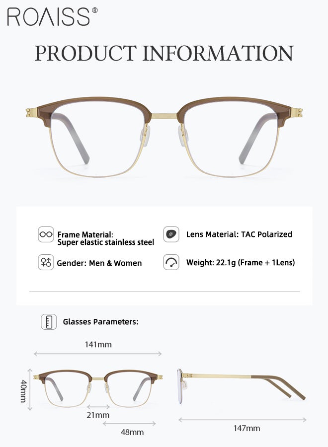 رويس مجموعة نظارات شمسية مربعة مستقطبة للنساء، نظارات شمسية مستقطبة مقاومة للأشعة فوق البنفسجية 400 مع عدسات بنية مستقطبة مغناطيسية تقدمية، مناسبة لركوب الدراجات والقيادة في الهواء الطلق - Image 3