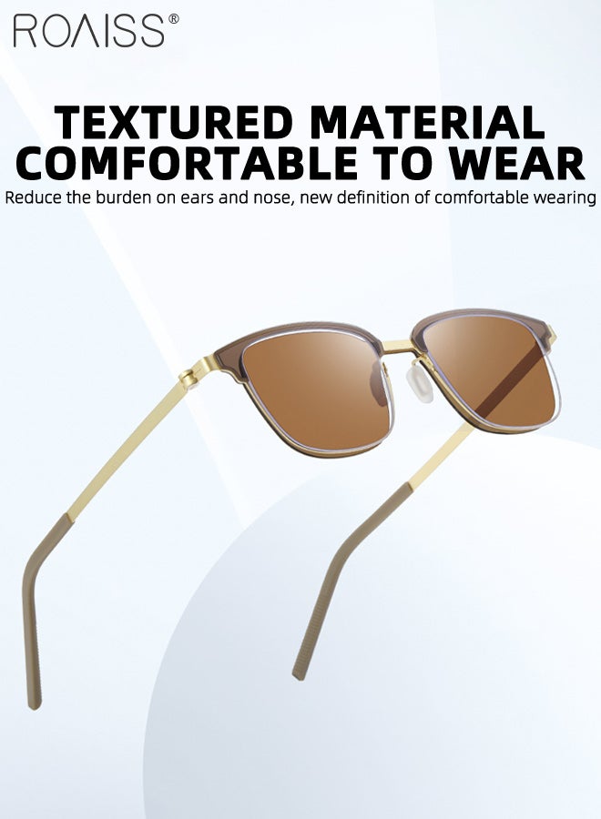 رويس مجموعة نظارات شمسية مربعة مستقطبة للنساء، نظارات شمسية مستقطبة مقاومة للأشعة فوق البنفسجية 400 مع عدسات بنية مستقطبة مغناطيسية تقدمية، مناسبة لركوب الدراجات والقيادة في الهواء الطلق - Image 5