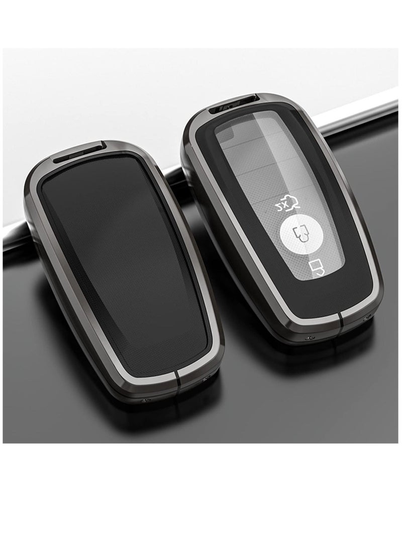 Generic For Ford Key Fob Cover with Leather Keychain ,Metal Shell Soft TPU Full Protection Case for 2017-2023 Explorer Fusion Mustang Escape F150 F250 F350 F450 F550 Edge 3 4 5 ons Smart Remote - Image 2