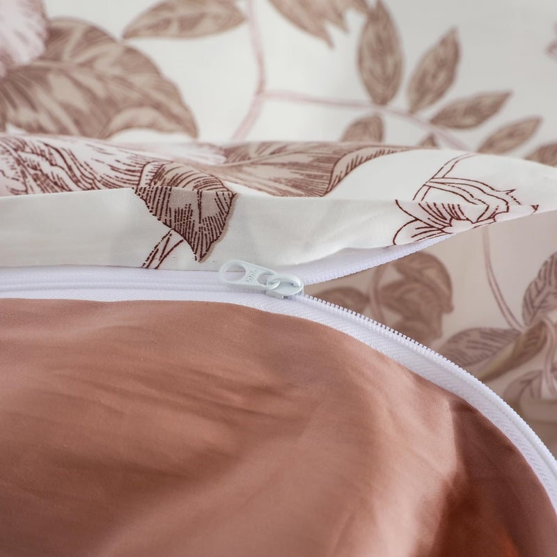 Oaite Davet Cover Set Size Size Floral Pattern 600 Thread Count Ultra Soft 100 ٪ Long Staple Cove Cover Cover Cover 3-PC Treptable Cover مع إغلاق السوستة وروابط الزاوية - Image 5