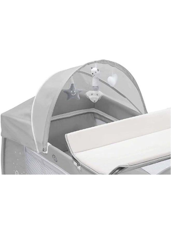 cam سرير السفر ليتينو ديلي بلس - رمادي - سرير سفر مدمج يمكن أخذه في أي مكان، من 0 إلى 36 شهرًا، 2 عجلات، حقيبة سفر، طي مدمج، جيب كبير، سرير أطفال، سرير رضيع - Image 4