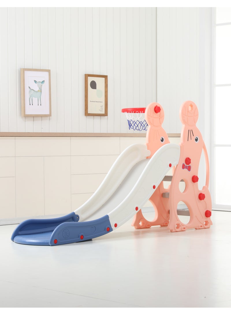 فول جوي زحليقه اطفال مع طوق كرة السلة، 2 في 1 زحليقه للأطفال الصغار والأولاد والبنات المتسلقين، ألعاب داخلية وخارجية - Image 1