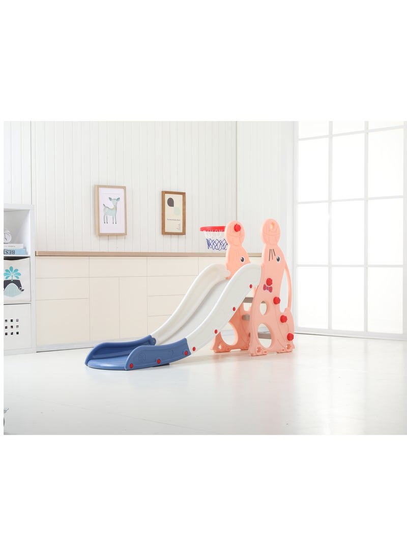 فول جوي زحليقه اطفال مع طوق كرة السلة، 2 في 1 زحليقه للأطفال الصغار والأولاد والبنات المتسلقين، ألعاب داخلية وخارجية - Image 2