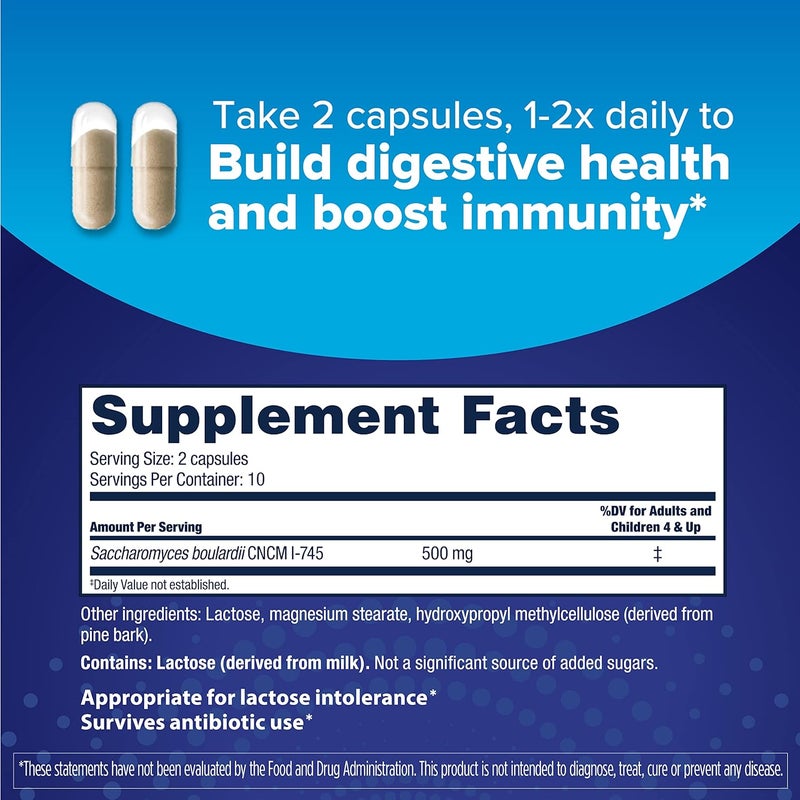 Florastor Probiotics for Digestive  Immune Health 20 Capsules Probiotics for Women  Men 1 Probiotic Worldwide Flush Out Bad Bacteria  Boost The Good with Our Strain Saccharomyces boulardii - Image 2